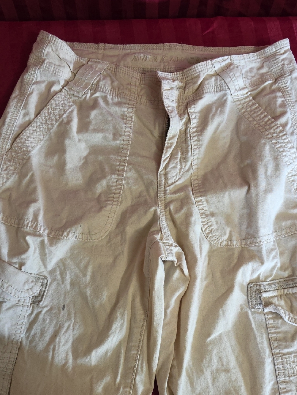 American Eagle Outfitters Light Tan Stretch Cargo Pants